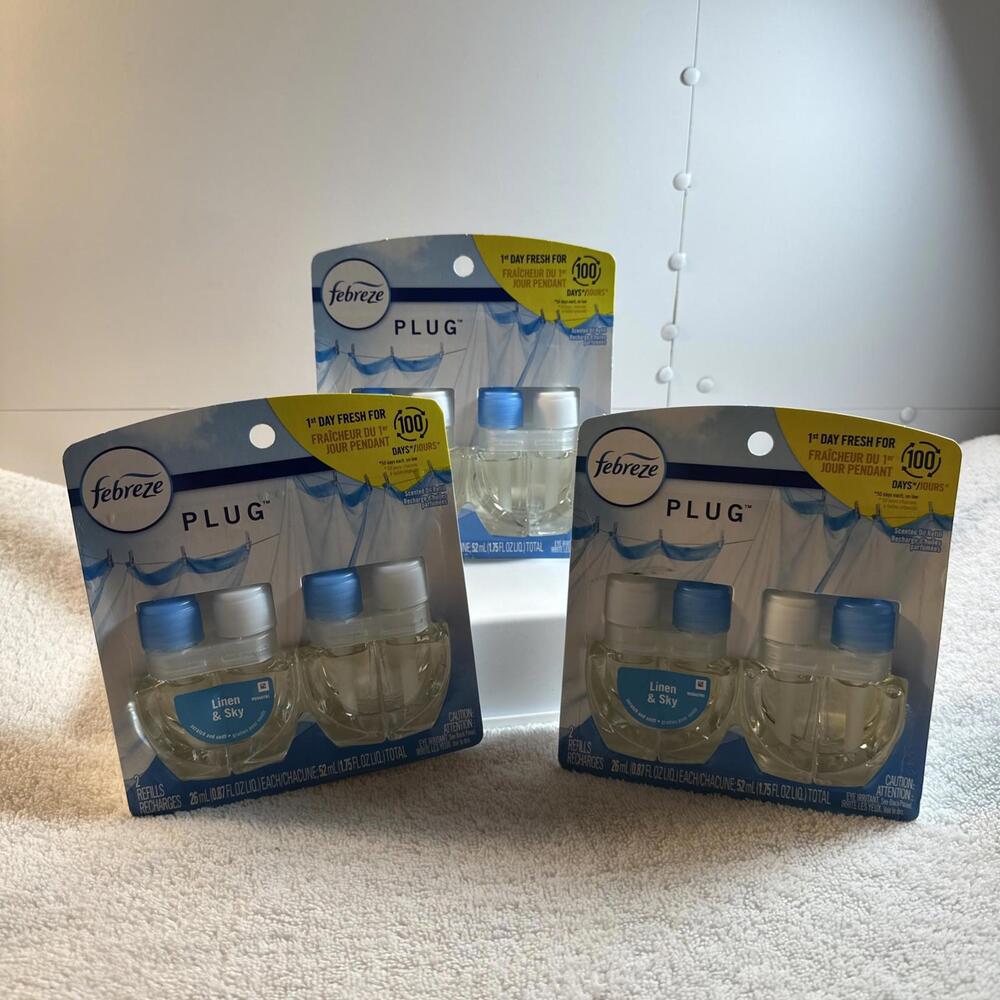3 Febreze Plugins With 3- Double Packs Plugins Linen And Sky